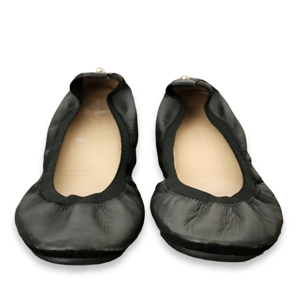 YOSI SAMRA Samara Foldable Ballet Flats 8 Black Leather Scrunch Travel Shoes - Picture 13 of 15